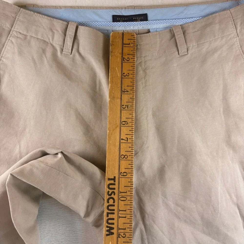 Banana Republic Mens Modern Relaxed Fit Linen Cotton Chinos Tan Khaki 32/30